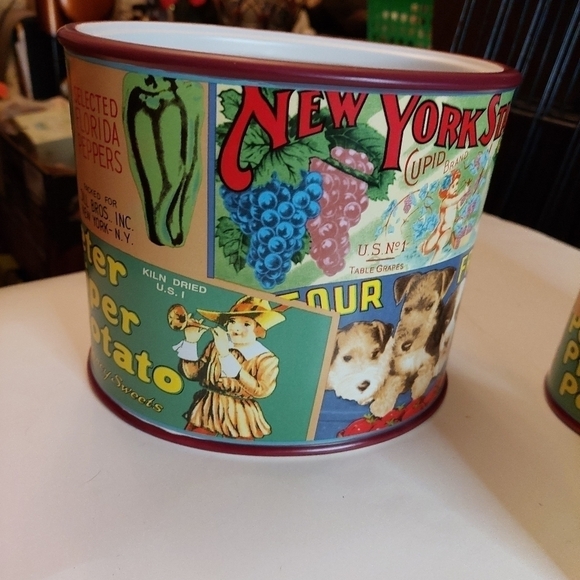 Oneida Vintage Labels Large Oval Stoneware Cookie Jar/Canister - Picture 5 of 13